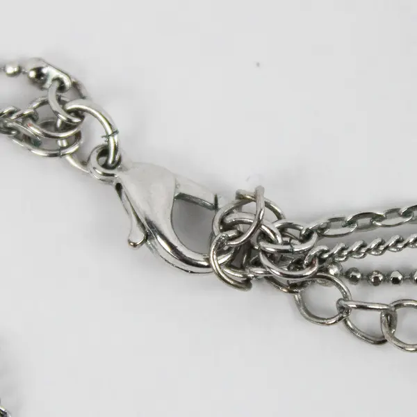 Red and Silver-Tone Multi-Strand Beaded Necklace 26"