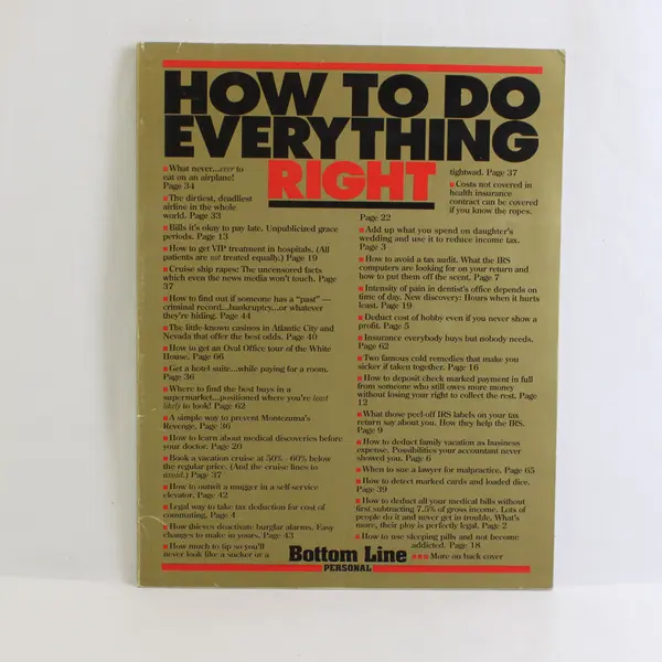 Vintage How to do Everything Right Bottom Line Personal 1997 Paperback