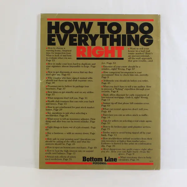 Vintage How to do Everything Right Bottom Line Personal 1997 Paperback