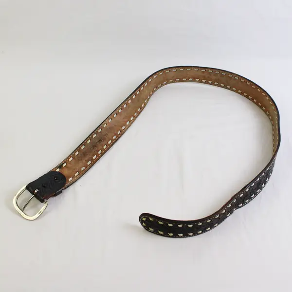 Mallory Tooled Belt Dark Brown Leather Floral Western Size 33