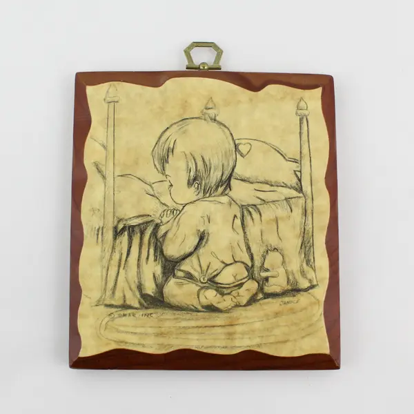 DMAR Inc. Wood Decoupage Wall Plaque by Janice Child Praying