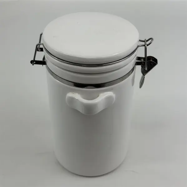 Chef's Counter 8 " Tall White Ceramic Canister With Bail Lid