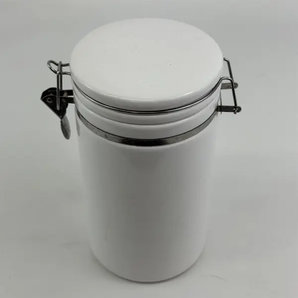 Chef's Counter 8 " Tall White Ceramic Canister With Bail Lid