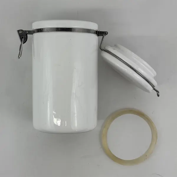 Chef's Counter 8 " Tall White Ceramic Canister With Bail Lid