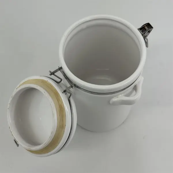 Chef's Counter 8 " Tall White Ceramic Canister With Bail Lid