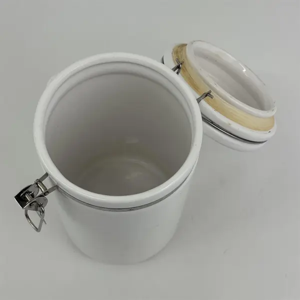 Chef's Counter 8 " Tall White Ceramic Canister With Bail Lid