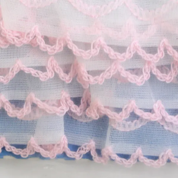 Vintage Wright's Nylon White Pink Scallop Sewing Trim 2.5 Yards 