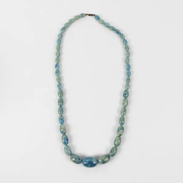 Vintage Blue and Green Faux Stones Statement Necklace 31"