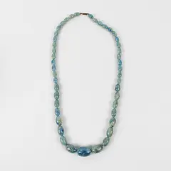 Vintage Blue and Green Faux Stones Statement Necklace 31"