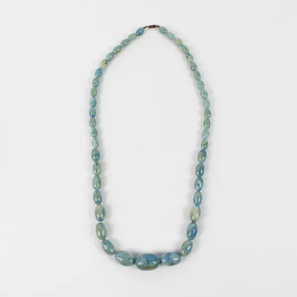 Vintage Blue and Green Faux Stones Statement Necklace 31"