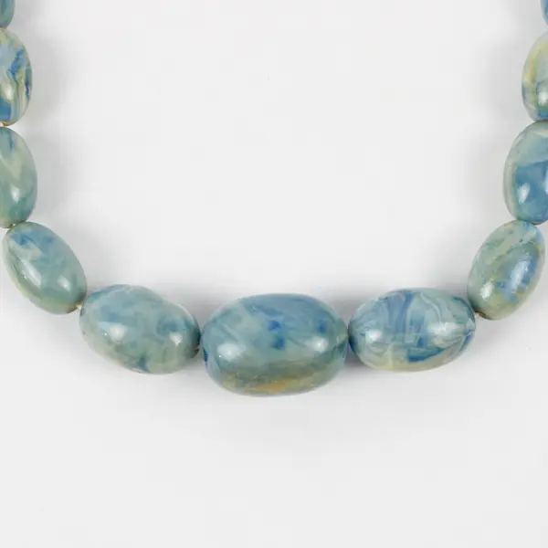 Vintage Blue and Green Faux Stones Statement Necklace 31"