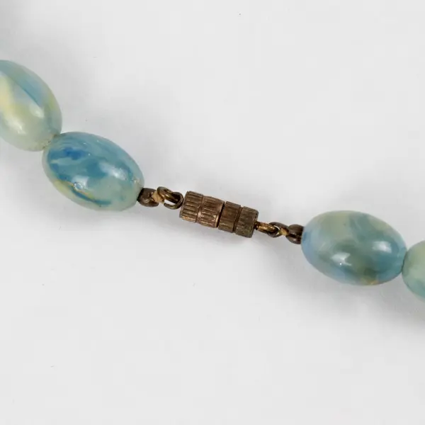 Vintage Blue and Green Faux Stones Statement Necklace 31"