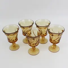 Set of 5 Fostoria Jamestown Amber Water Goblets 5 7/8"