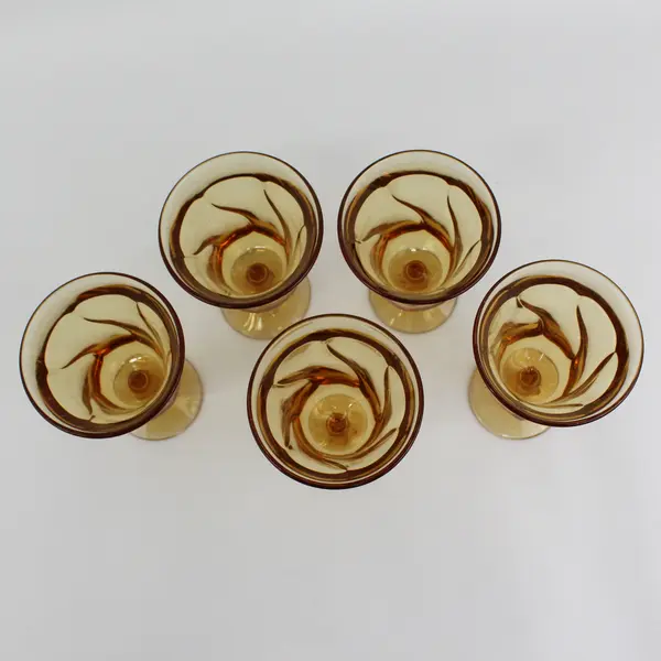 Set of 5 Fostoria Jamestown Amber Water Goblets 5 7/8"