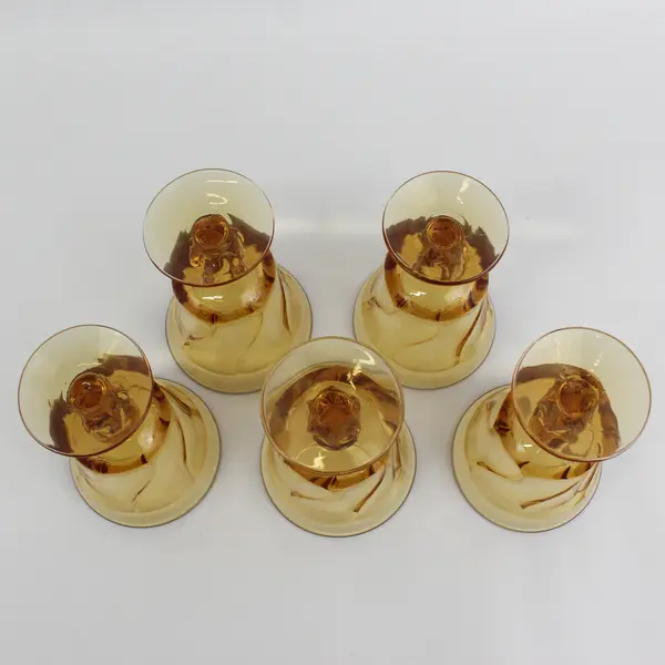 Set of 5 Fostoria Jamestown Amber Water Goblets 5 7/8"