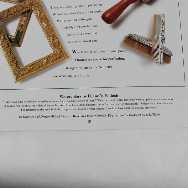 Avon 1992 Calendar At Home A Celebration in Words & Watercolor by Diane V Nafash