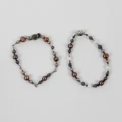 Lot of 2 Multicolor Faux Pearl Beaded Bracelets 7"