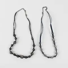Lot of 2 Braided Rhinestone Bead Necklaces 22"