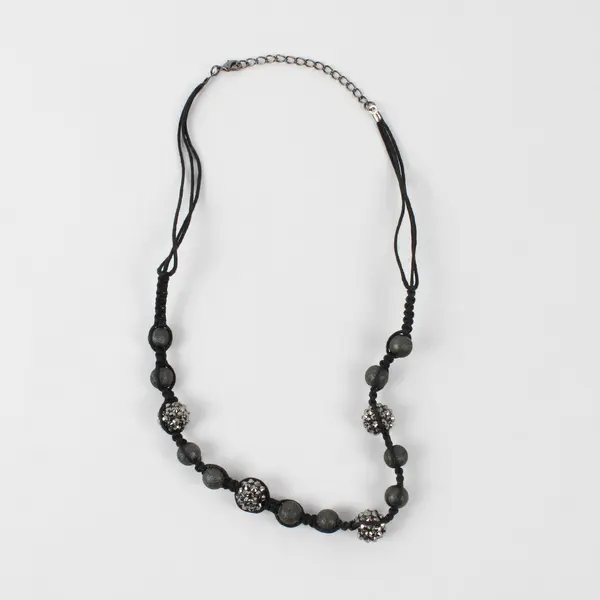 Lot of 2 Braided Rhinestone Bead Necklaces 22"