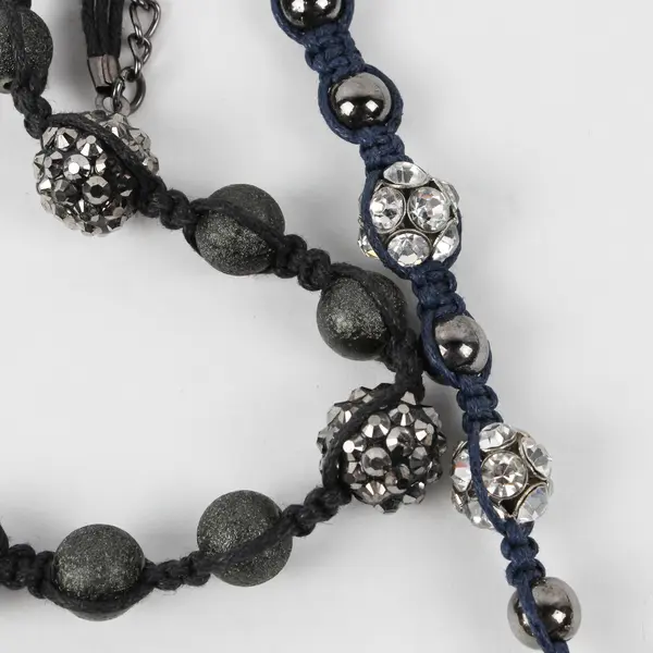 Lot of 2 Braided Rhinestone Bead Necklaces 22"