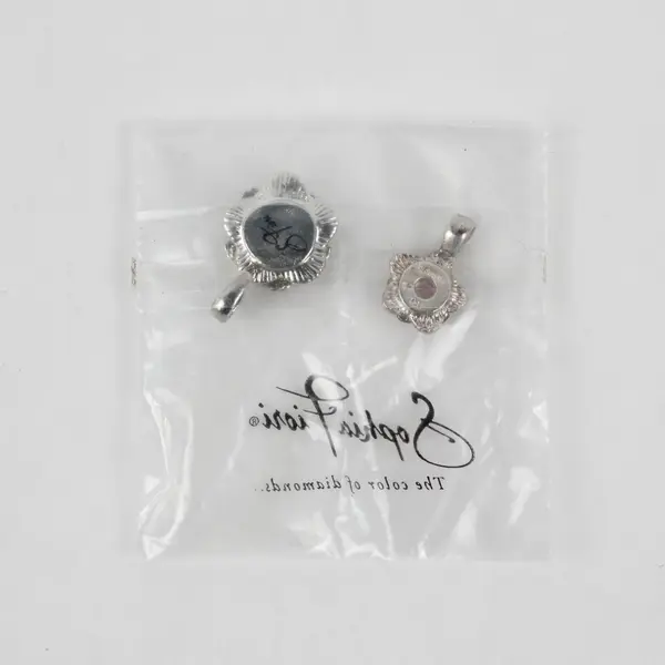 Lot of 2 Sophia Fiori 925 Sterling Silver Flower Charms Pendants Pink Stones
