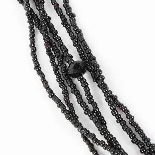 Multi-Strand Black Seed Bead Statement Necklace 27"