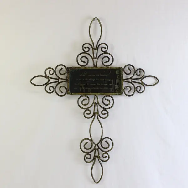 Dicksons Large Metal Distressed Wall Cross Serenity Prayer on Mirror