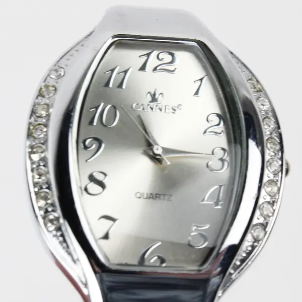 Cannes Quartz Stainless Steel Cuff Watch Needs Battery UNTESTED