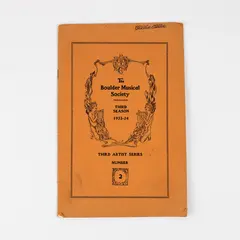 Boulder Musical Society Third Season 1923-24 Program University Of Colorado