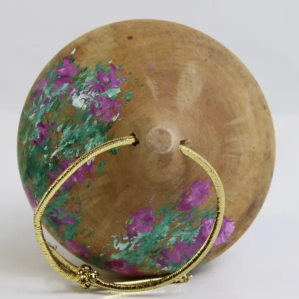 Hand-Painted Carved Wood Mini Acorn Birdhouse Ornament 3" Hanging