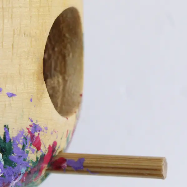 Hand-Painted Carved Wood Mini Acorn Birdhouse Ornament 3" Hanging