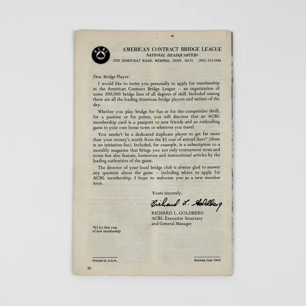 Vintage Easy Guide To Duplicate Bridge ACBL 1973 Play Win Ethics Booklet