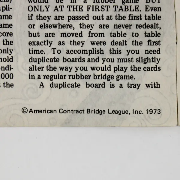 Vintage Easy Guide To Duplicate Bridge ACBL 1973 Play Win Ethics Booklet