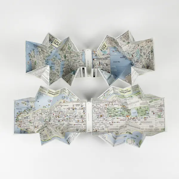 Lot Of 2 Specialty Popout Maps New York City Seattle Compass Maps