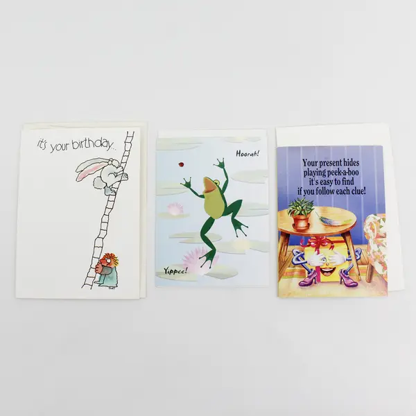 Lot of 7 Vintage and Modern Playful Birthday Cards with Envelopes