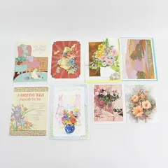Lot of 8 Vintage and Modern Floral Birthday Cards with Envelopes