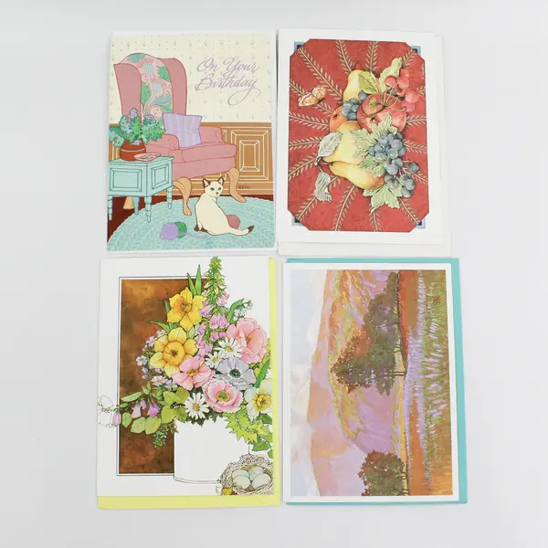 Lot of 8 Vintage and Modern Floral Birthday Cards with Envelopes