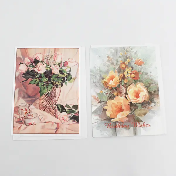Lot of 8 Vintage and Modern Floral Birthday Cards with Envelopes