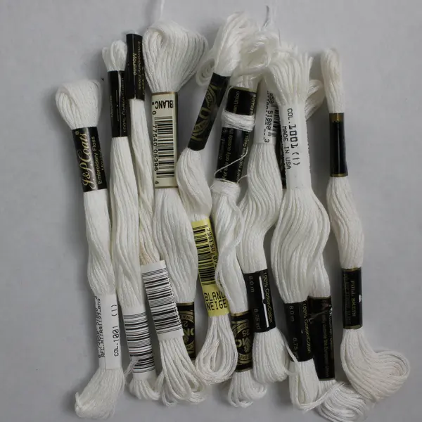 Lot of 10 Small Skeins of J.&P. Coats White Embroidery Floss, New 8.75 yds. ea.