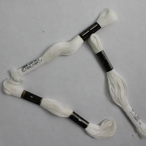 Lot of 10 Small Skeins of J.&P. Coats White Embroidery Floss, New 8.75 yds. ea.