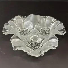 Mikasa Sunflower Crystal Frosted Glass Divided Relish Dish 10"