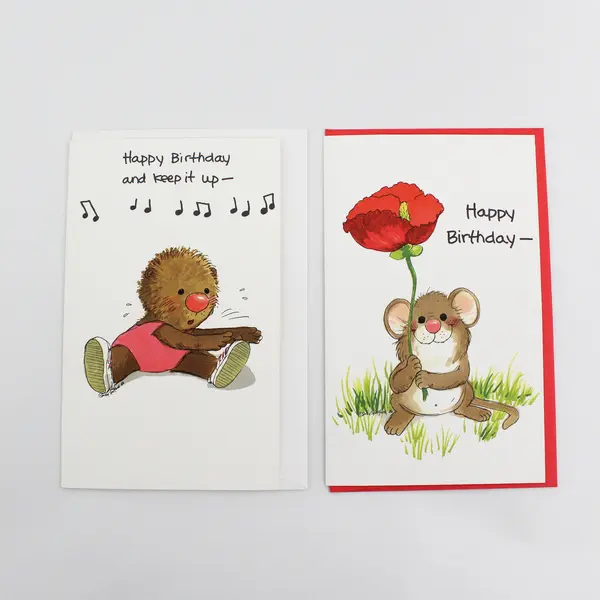 Lot of 2 VTG 1986 Suzy's Zoo Birthday Cards with Envelopes