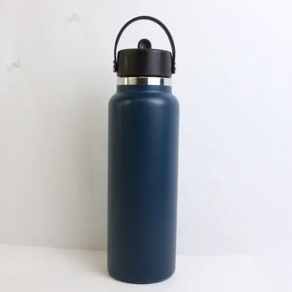 Hydro Flask Blue 40 Oz Wide Mouth With Flex Straw Stainless 12.75" Tall