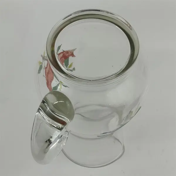 Vintage West Virginia Glass Pitcher American Songbirds Blue Bird-Cardinal