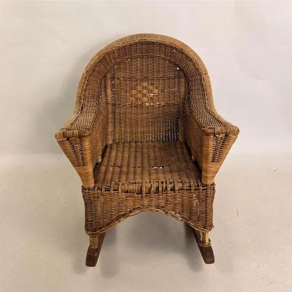 Vintage Kids Bamboo Frame Wicker Rocking Chair - Local Pickup Only