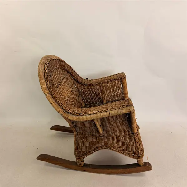 Vintage Kids Bamboo Frame Wicker Rocking Chair - Local Pickup Only