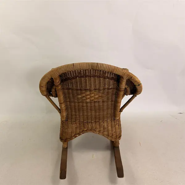 Vintage Kids Bamboo Frame Wicker Rocking Chair - Local Pickup Only