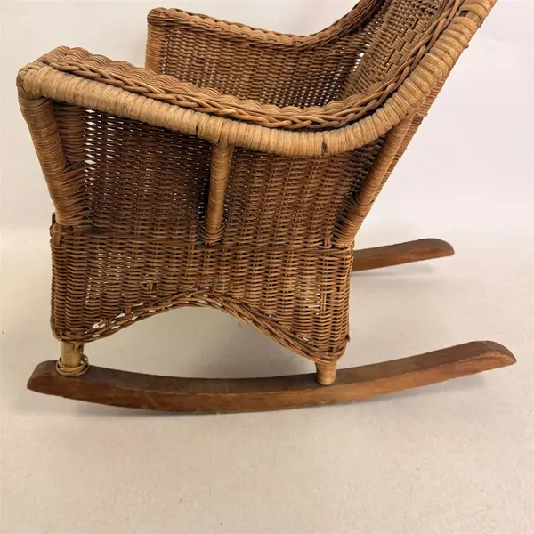 Vintage Kids Bamboo Frame Wicker Rocking Chair - Local Pickup Only