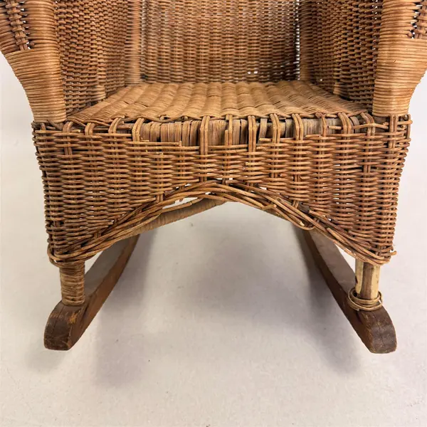 Vintage Kids Bamboo Frame Wicker Rocking Chair - Local Pickup Only