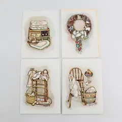 Lot of 4 Vintage 1988 Wonderful Stuff Thank You Cards Margaret B. Art UNUSED